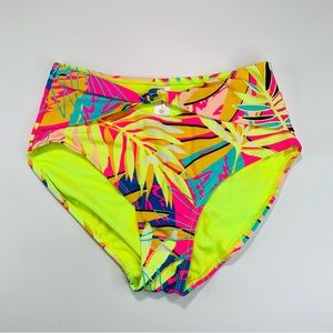 No Boundaries bikini bottom Neon Hawaiian keyhole swimsuit women size S